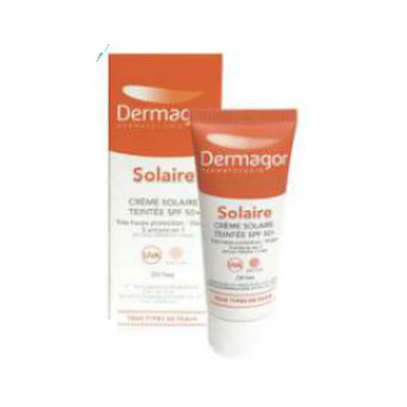کرم ضد آفتاب رنگی 3 در 1 SPF50+ بژ روشن درماگور — ۴۰ میلی‌لیتر