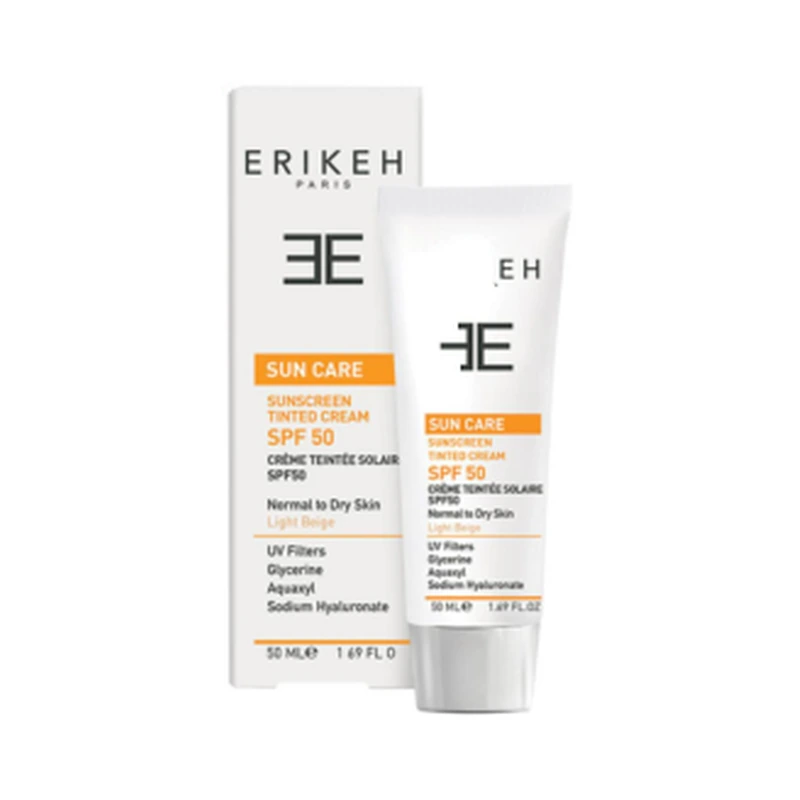 کرم ضد آفتاب رنگی بژ روشن SPF50 اریکه — ۵۰ میلی‌لیتر