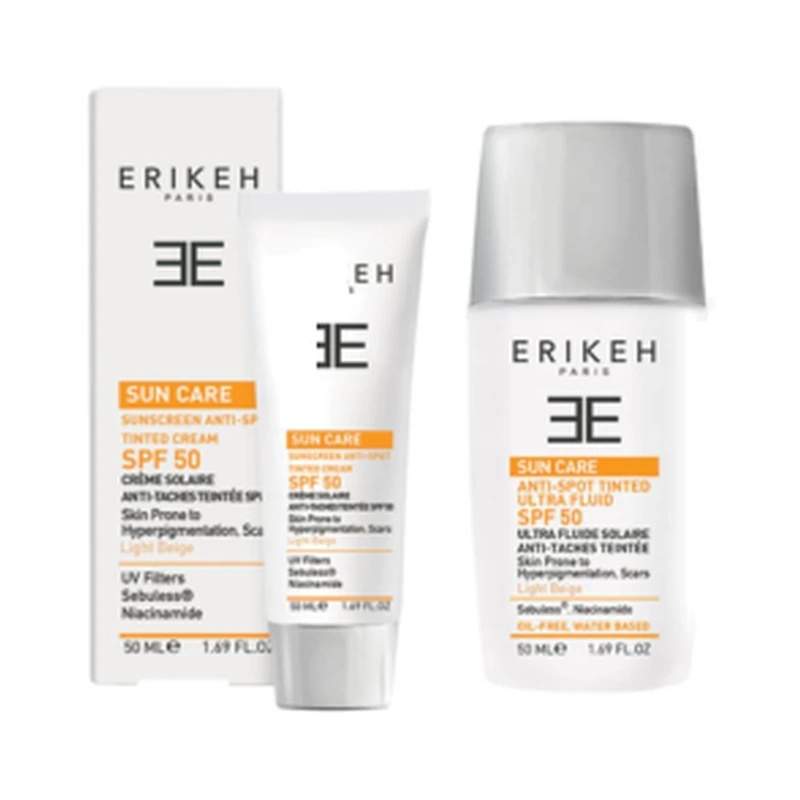 کرم ضد آفتاب ضد لک رنگی بژ روشن SPF50 اریکه — ۵۰ میلی‌لیتر