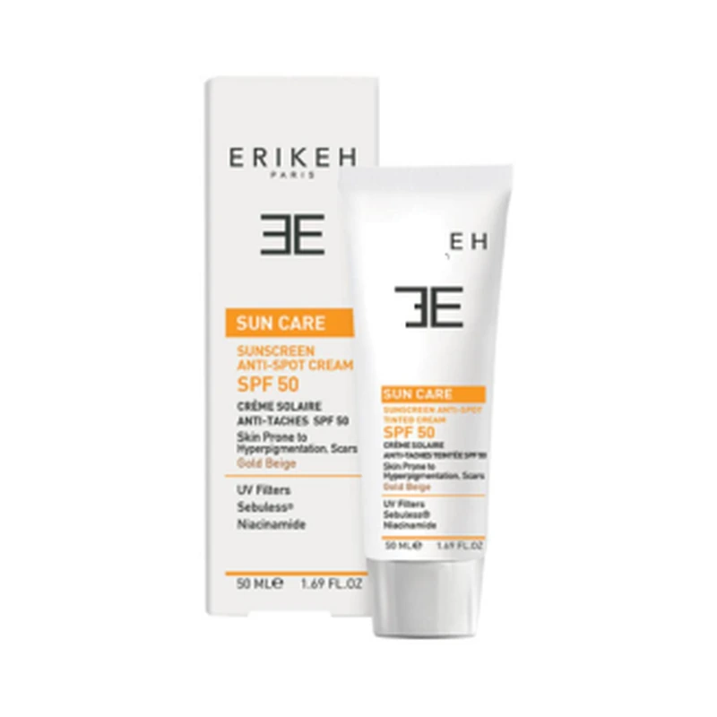 کرم ضد آفتاب ضد لک رنگی بژ طلایی SPF50 اریکه — ۵۰ میلی‌لیتر