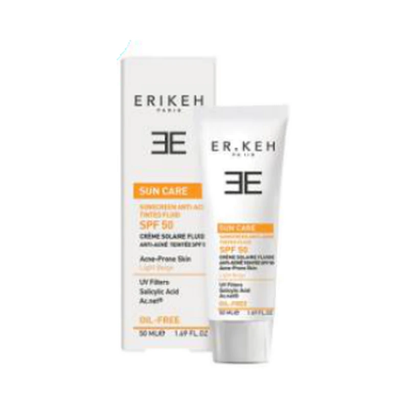 فلوئید ضد آفتاب و ضد جوش بژ روشن SPF50 اریکه — ۵۰ میلی‌لیتر